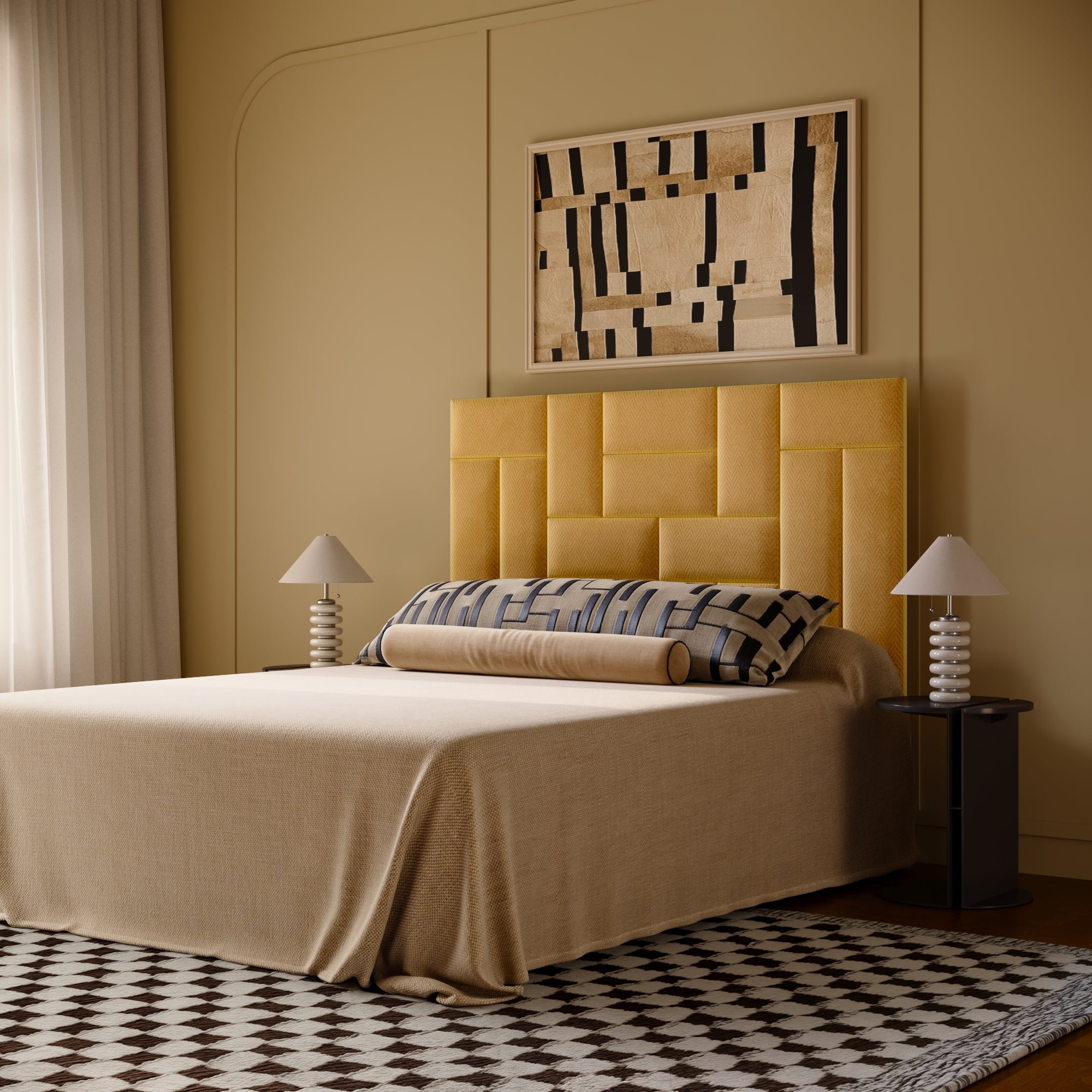 Modern Yellow Panel Bed