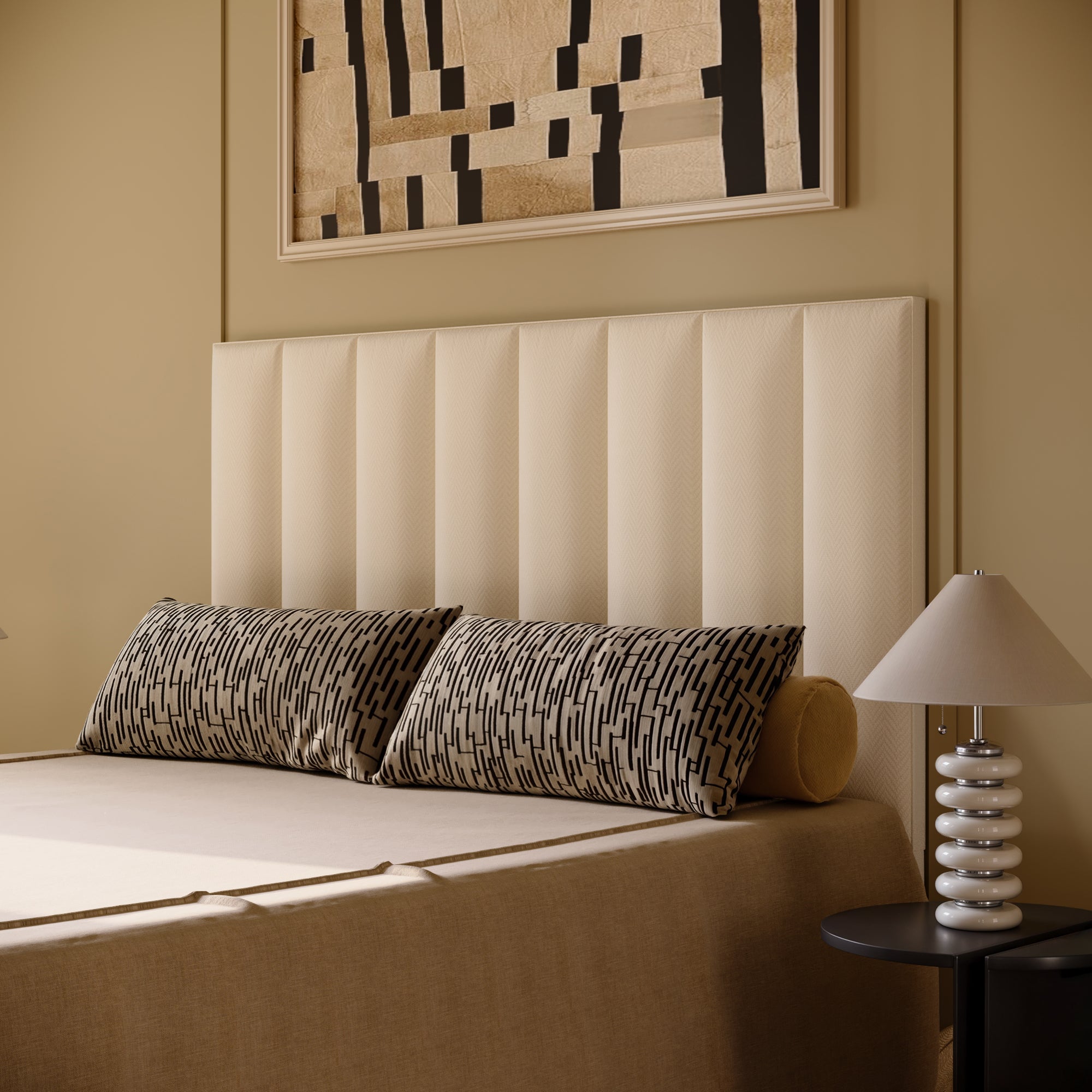 Elegant Vertical Channel Headboard Bed
