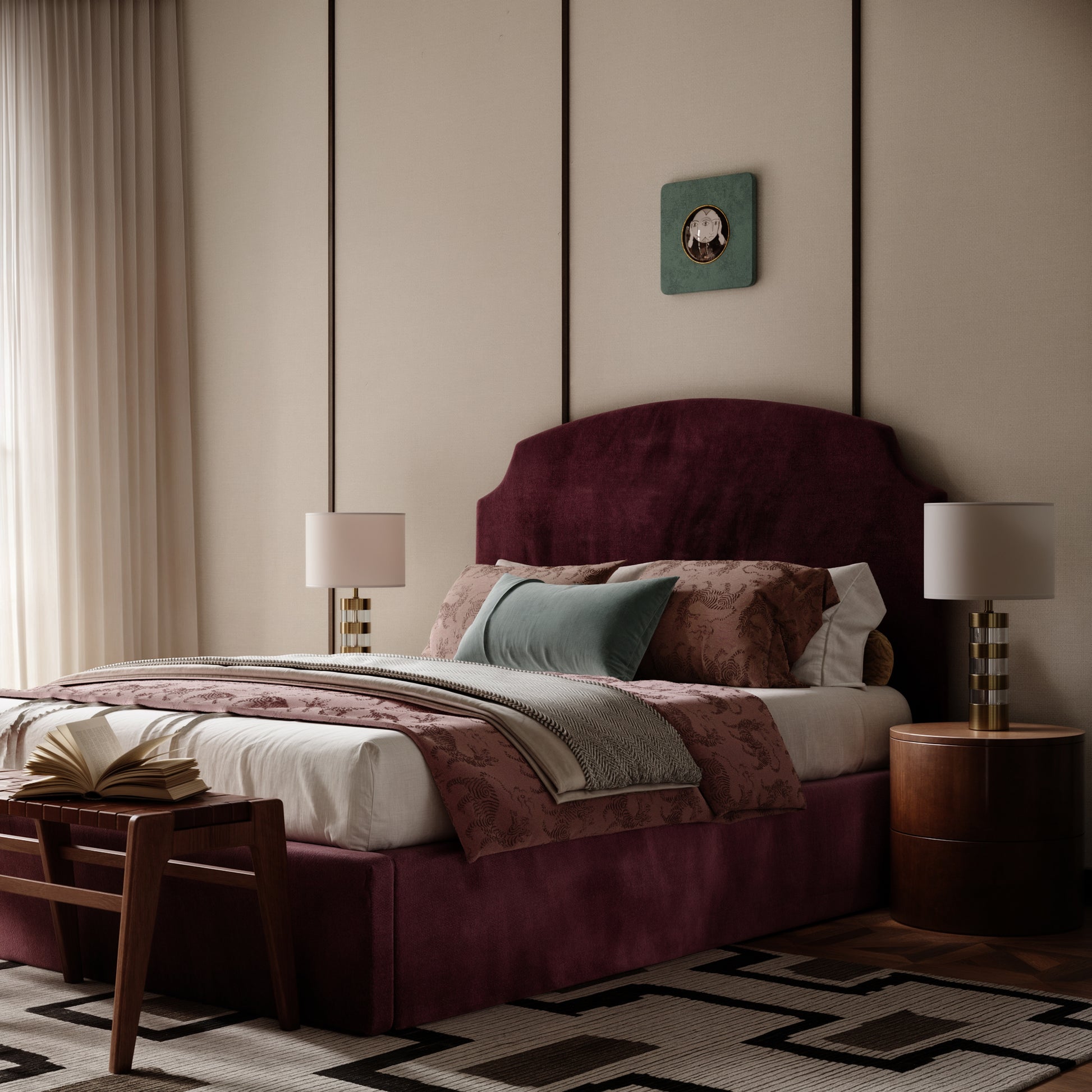 Velvet Upholstered Bed