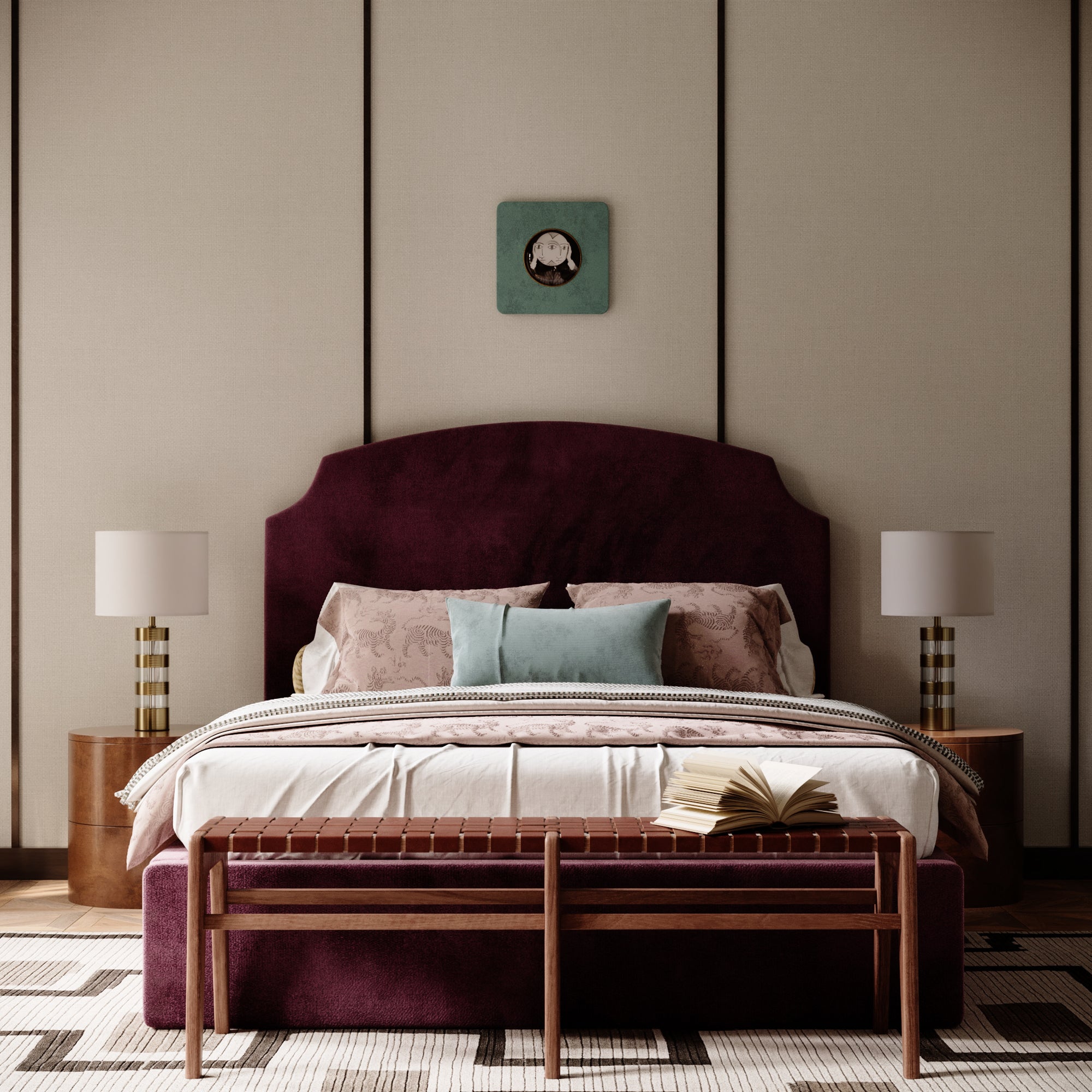 Velvet Upholstered Bed