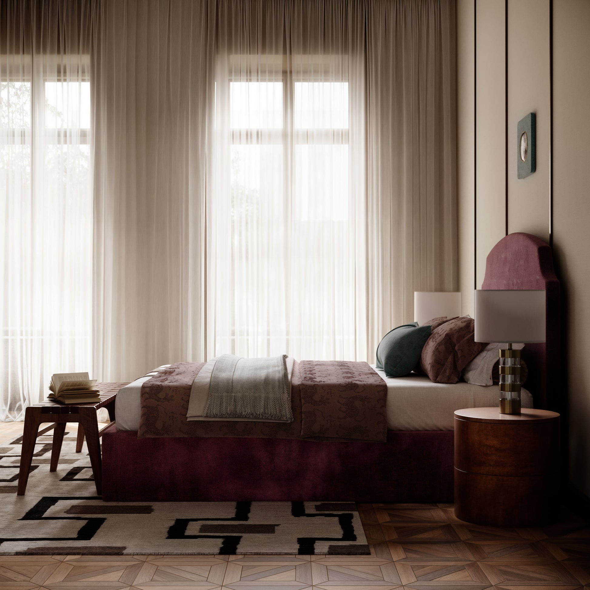 Velvet Upholstered Bed